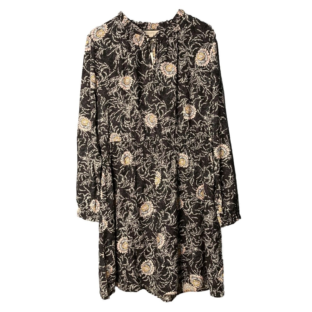 Loft Long Sleeve Black Dress with Floral Design Women's‎ Size Large